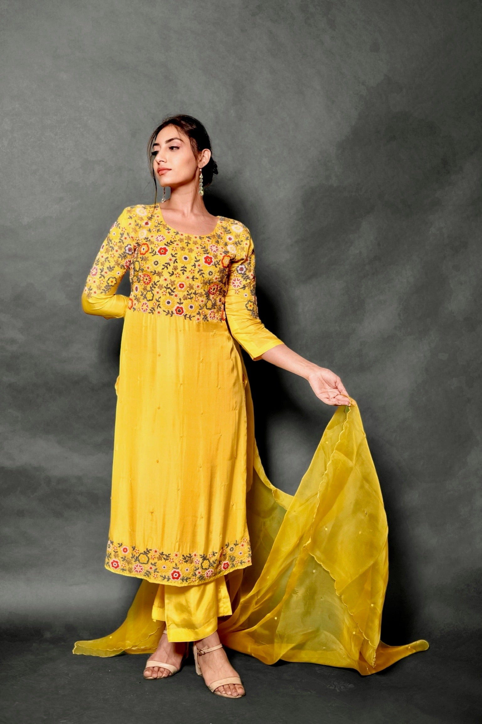 Yellow Motif Kurta Set