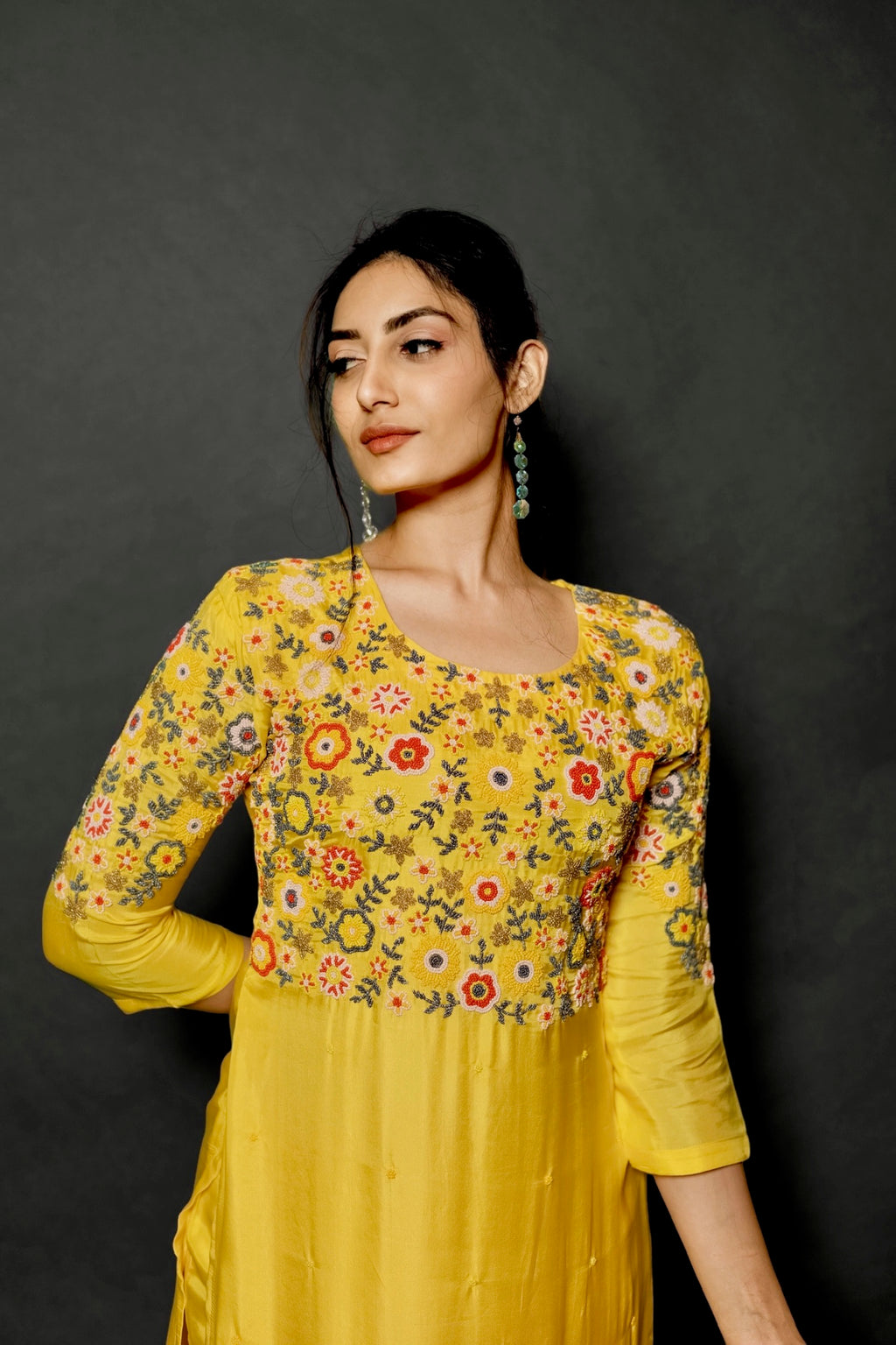 Yellow Motif Kurta Set