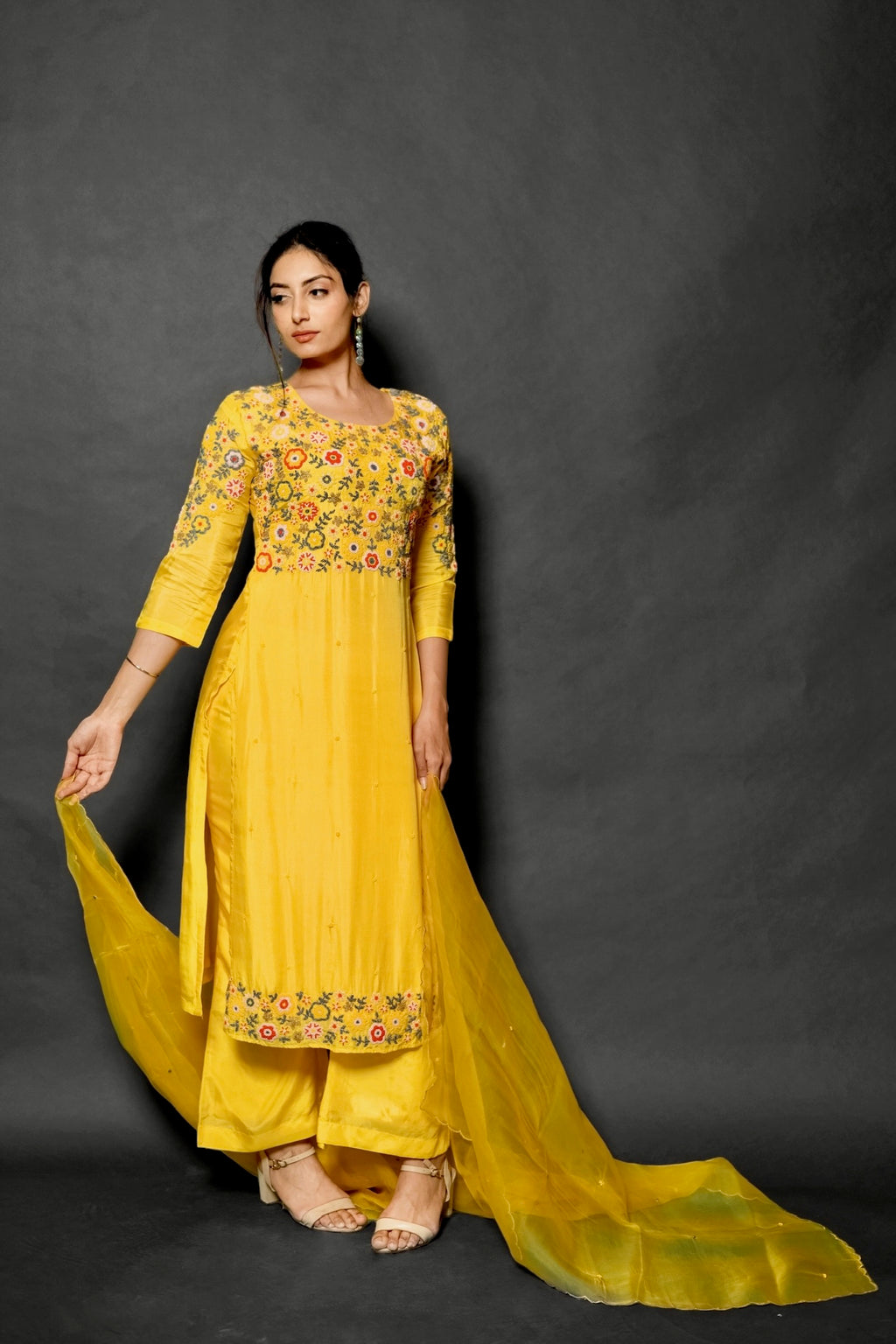 Yellow Motif Kurta Set