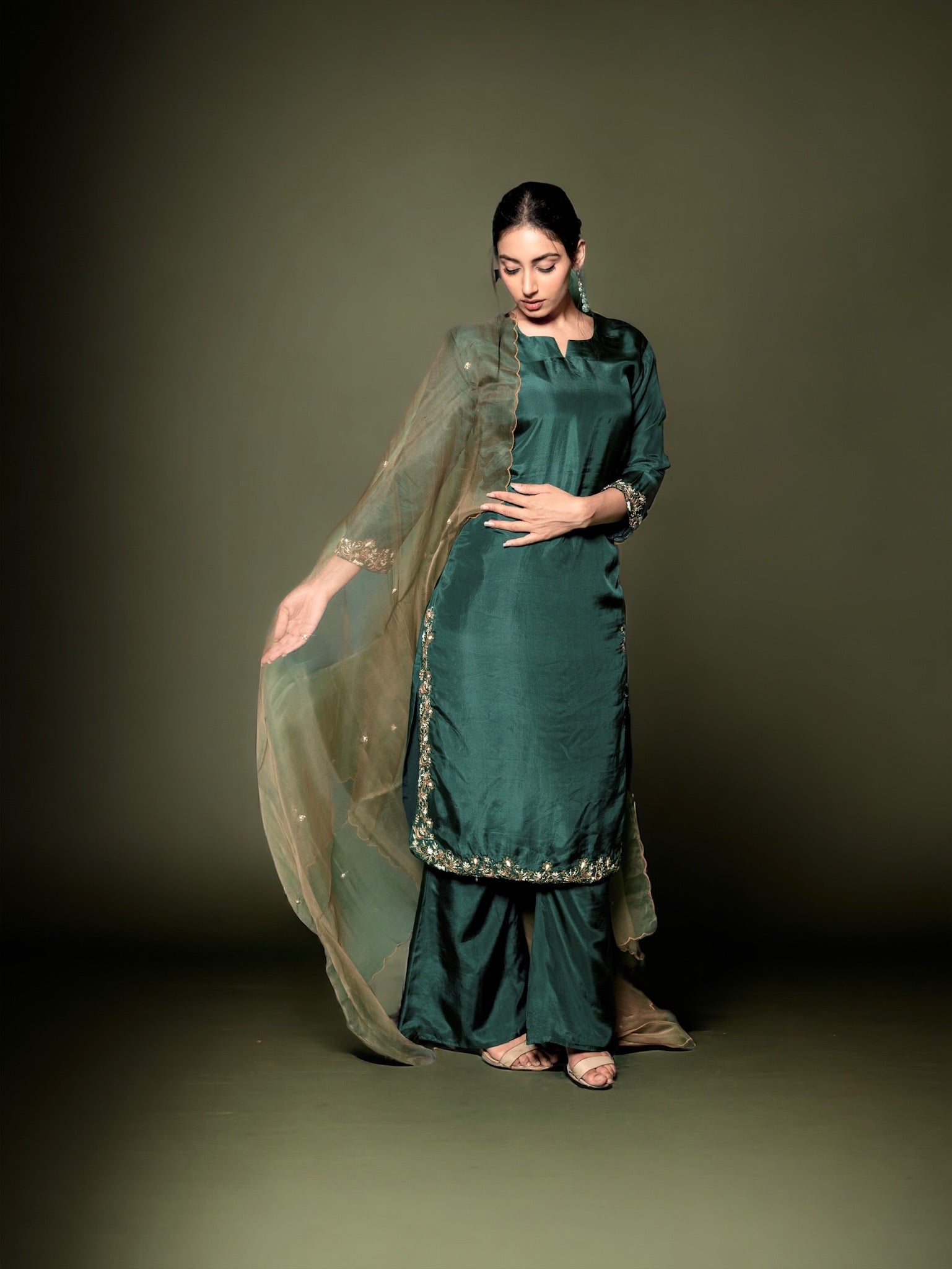 Bottle Green Kurta Set