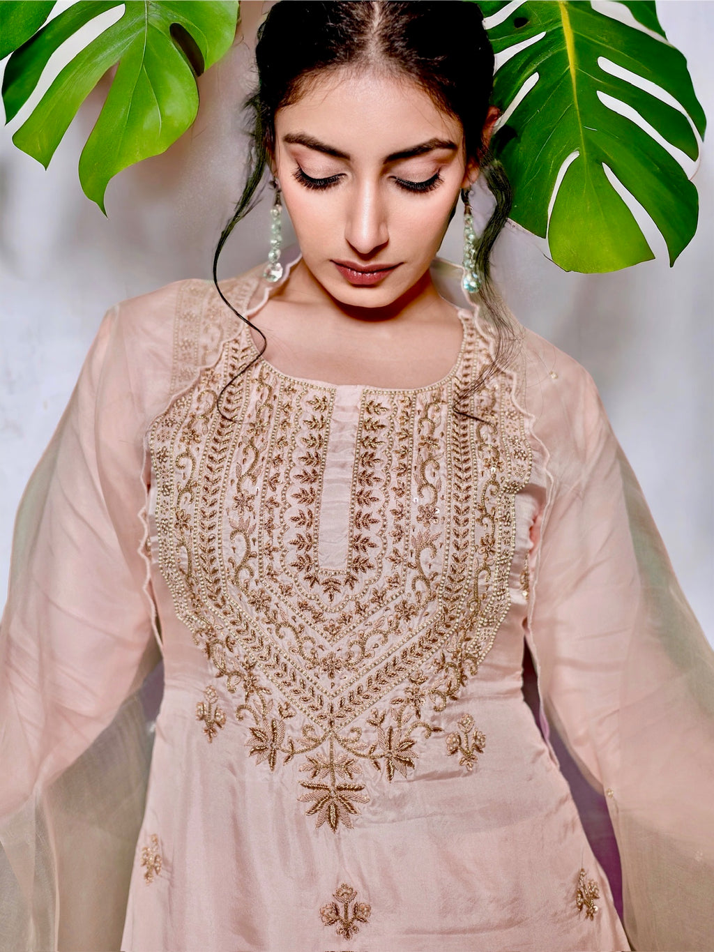 Peach Zardosi Kurta Set