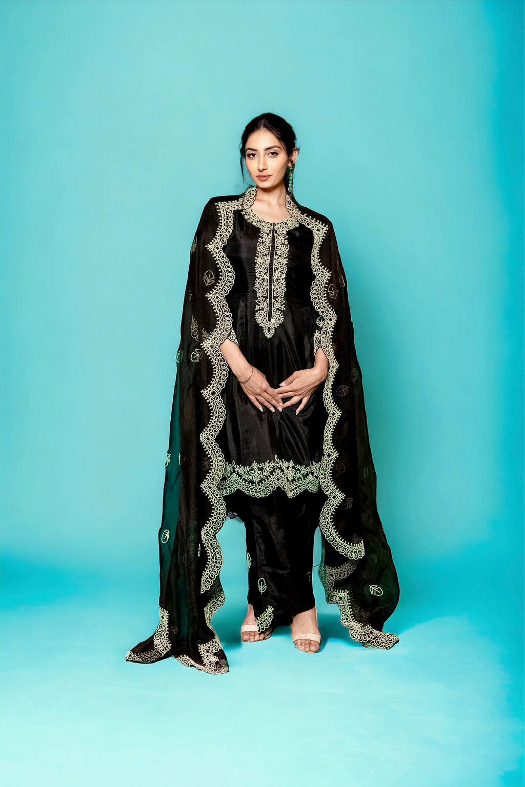 Black Motif Kurta Set