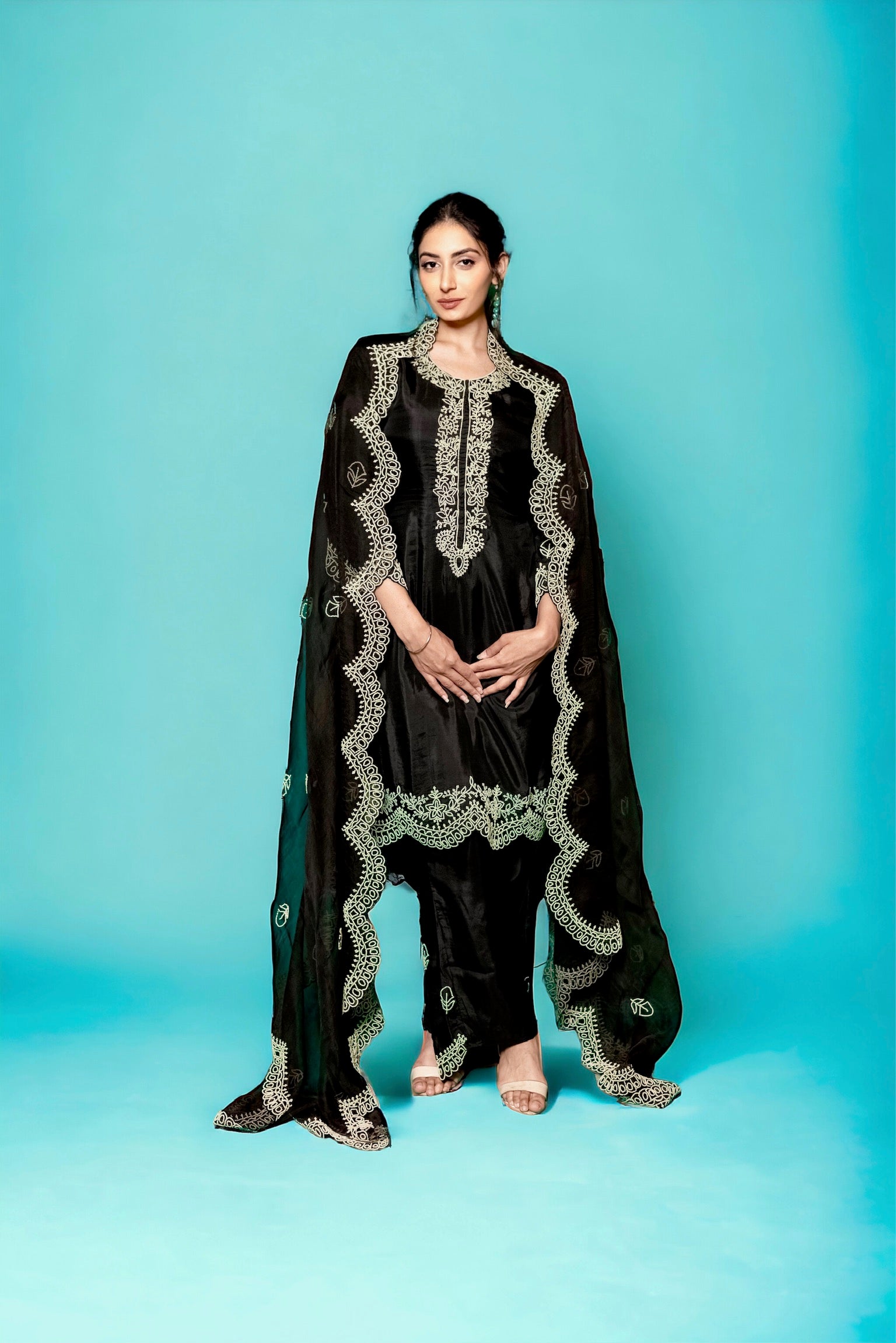 Black Motif Kurta Set