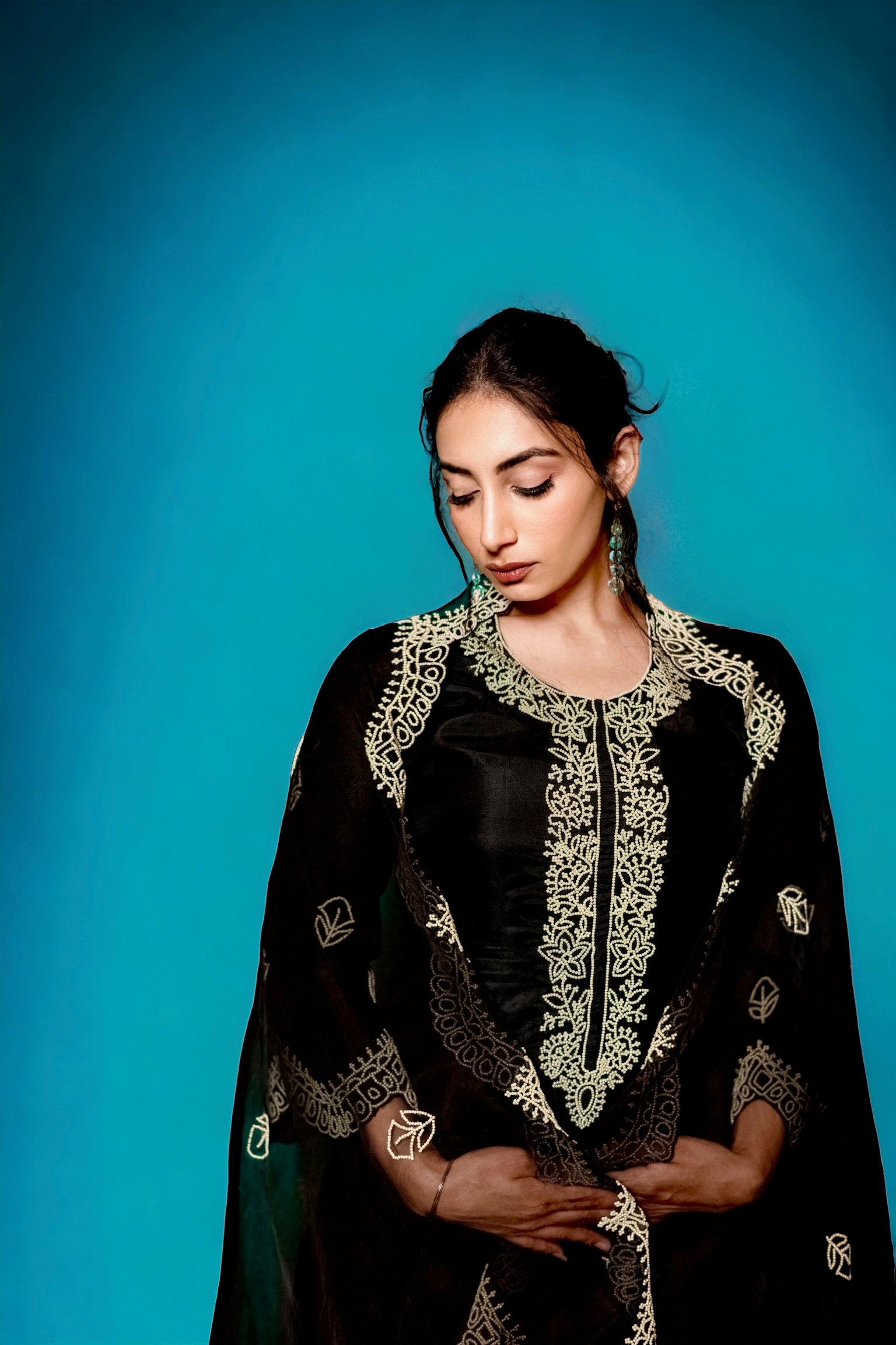 Black Motif Kurta Set