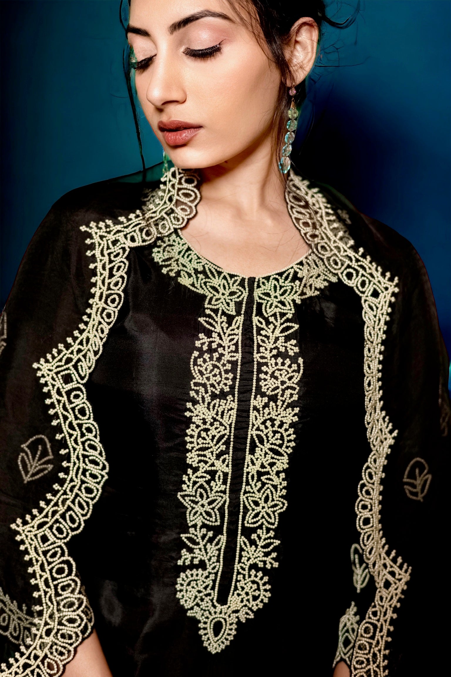 Black Motif Kurta Set