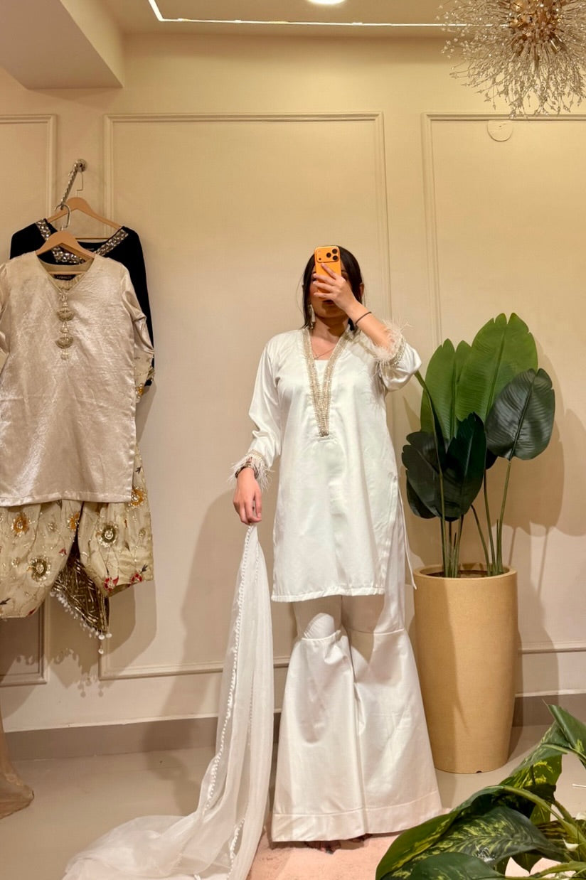 White Kurti Set