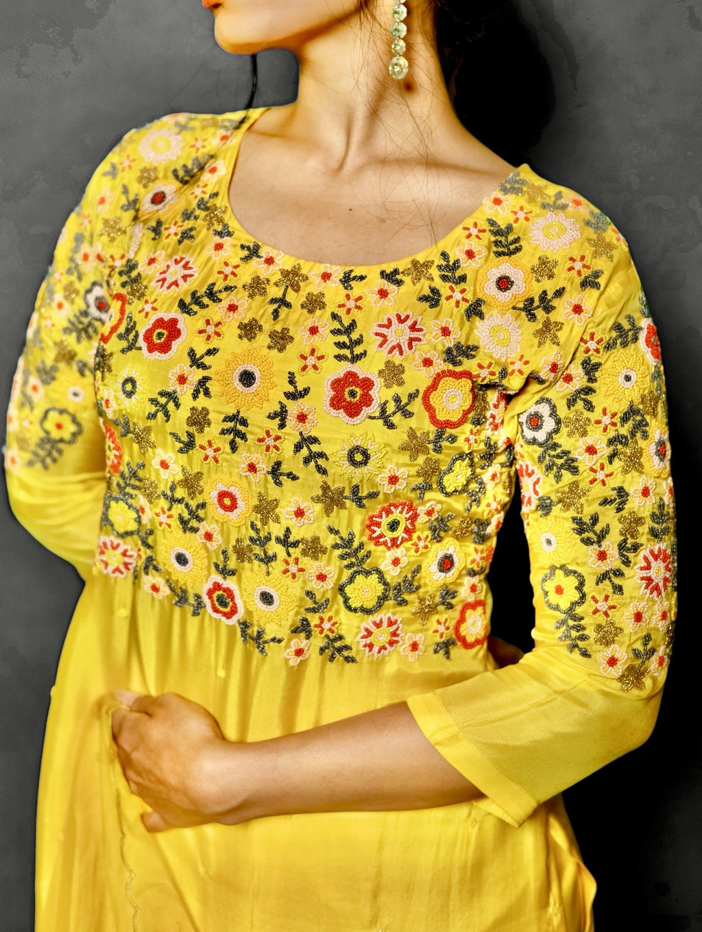 Yellow Motif Kurta Set