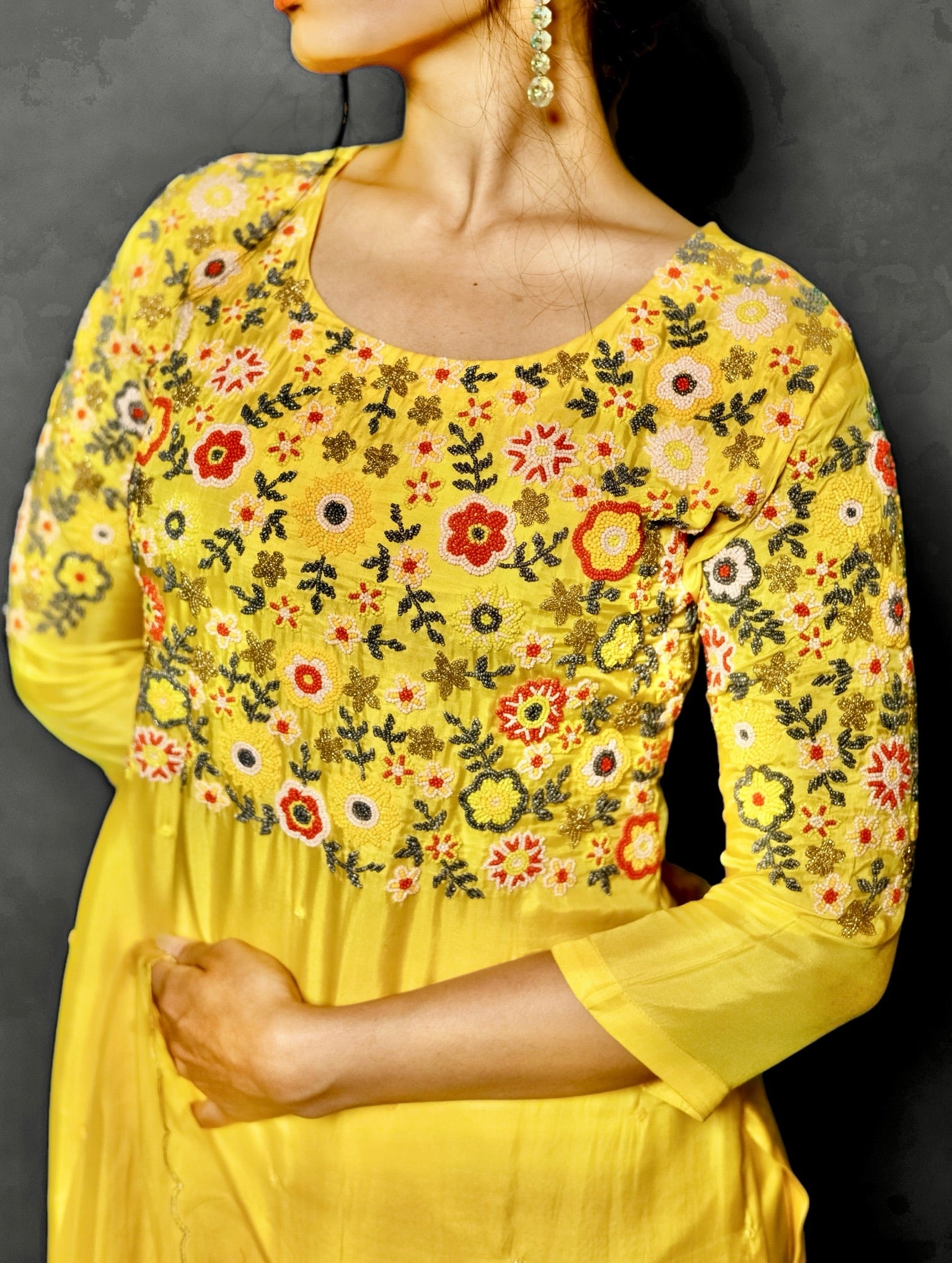 Yellow Motif Kurta Set