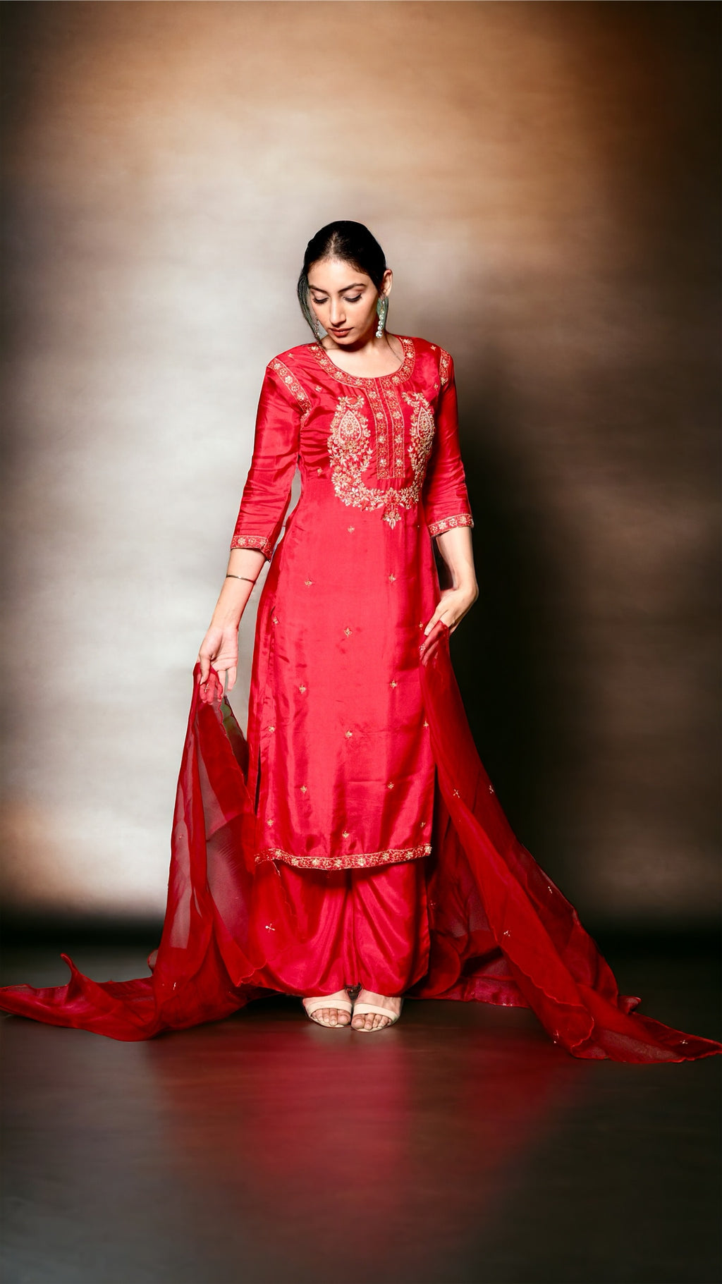 Red Zardosi Kurta Set