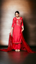 Red Zardosi Kurta Set