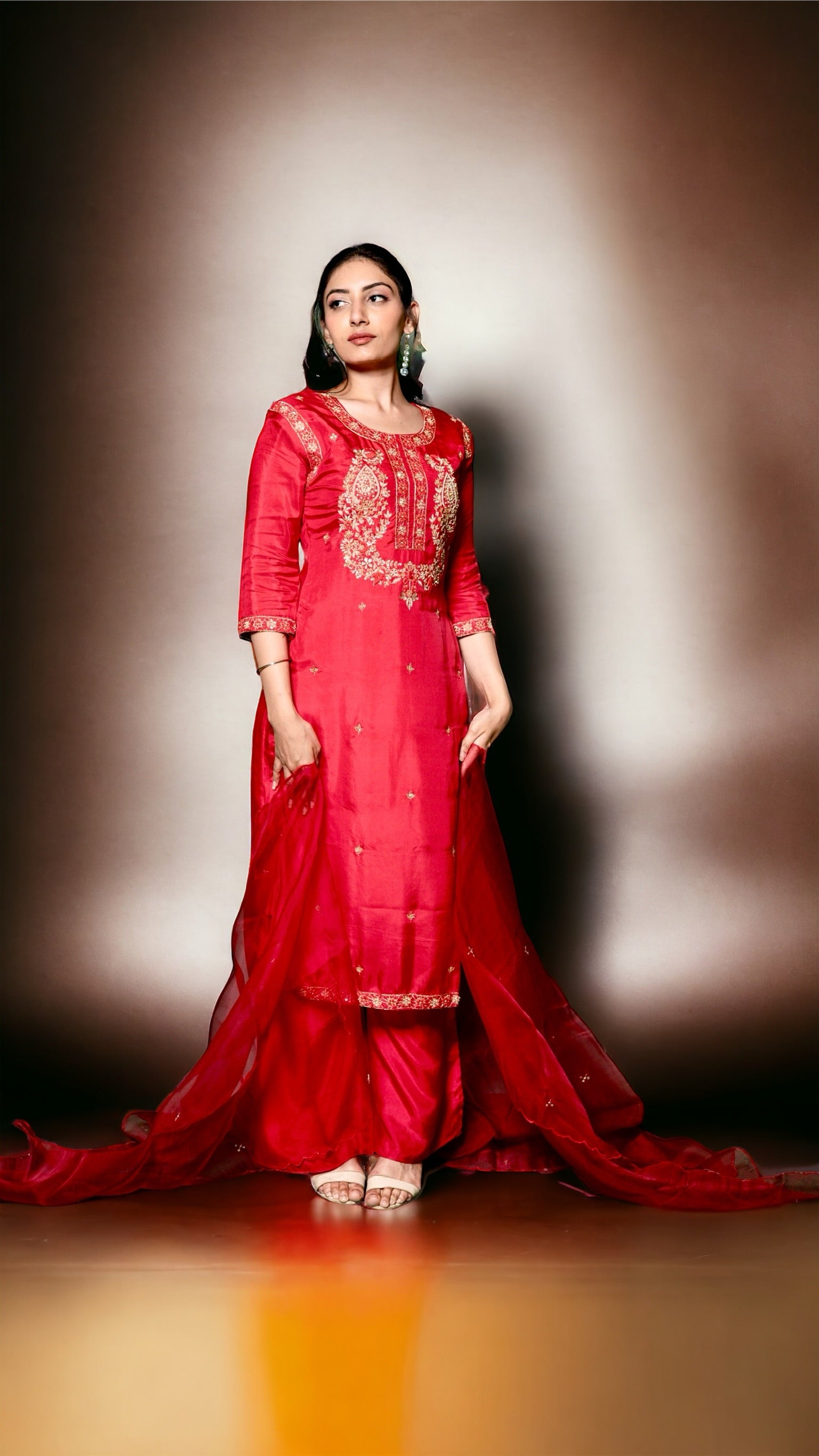 Red Zardosi Kurta Set