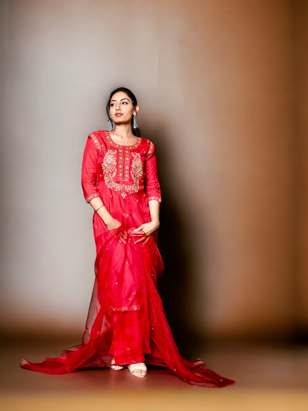 Red Zardosi Kurta Set