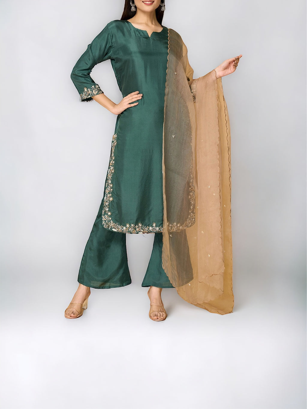 Bottle Green Kurta Set