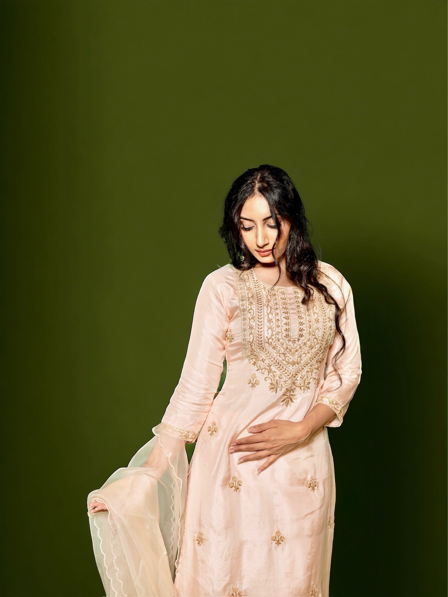 Peach Zardosi Kurta Set