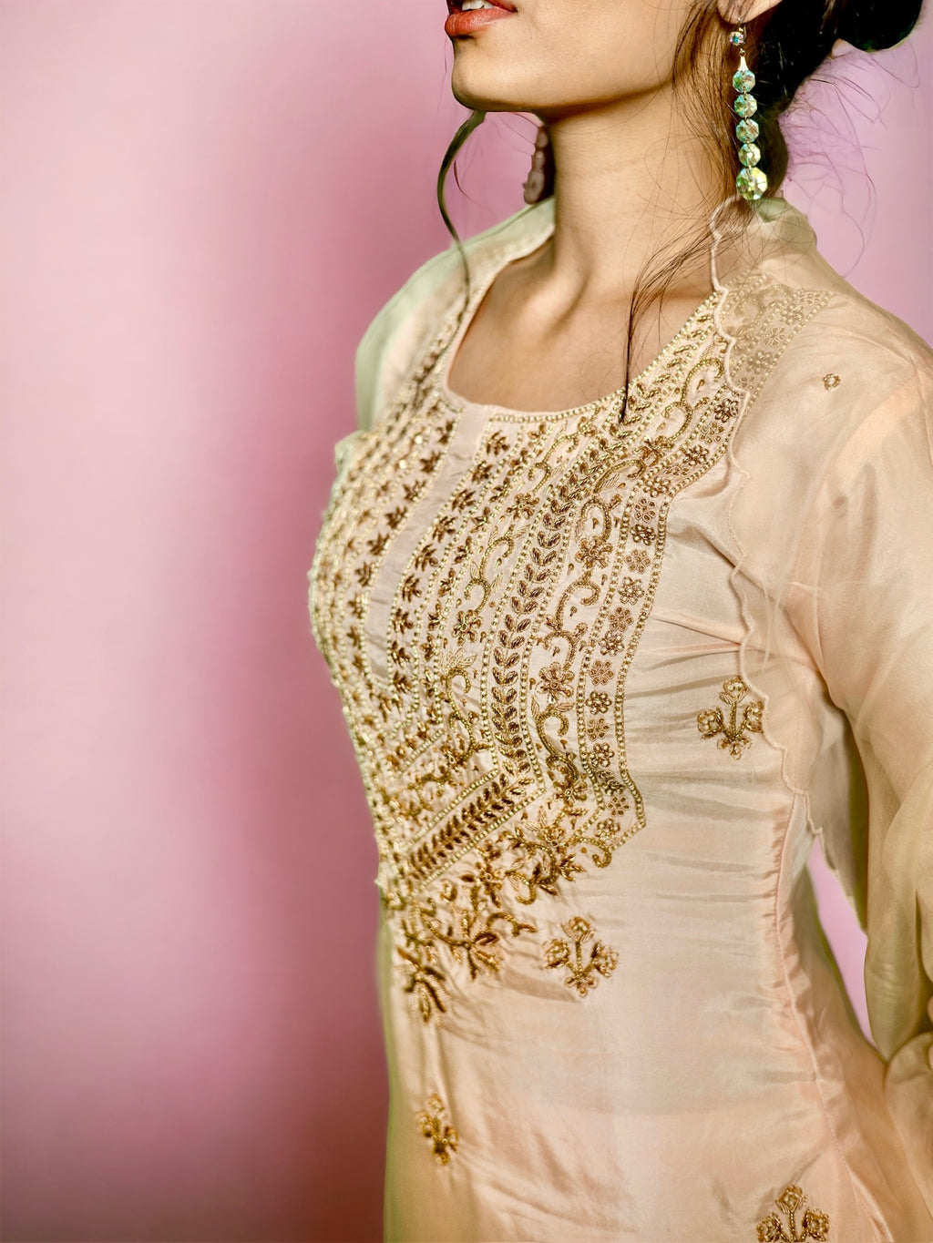 Peach Zardosi Kurta Set
