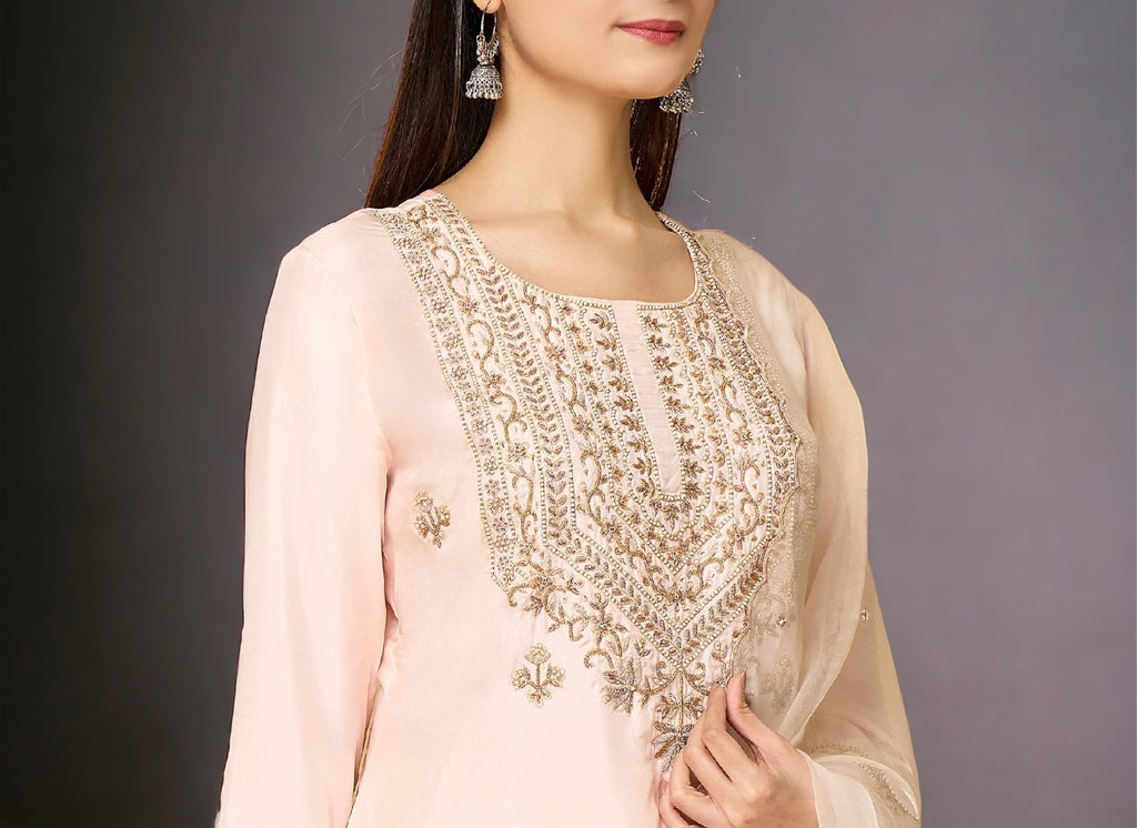 Peach Zardosi Kurta Set