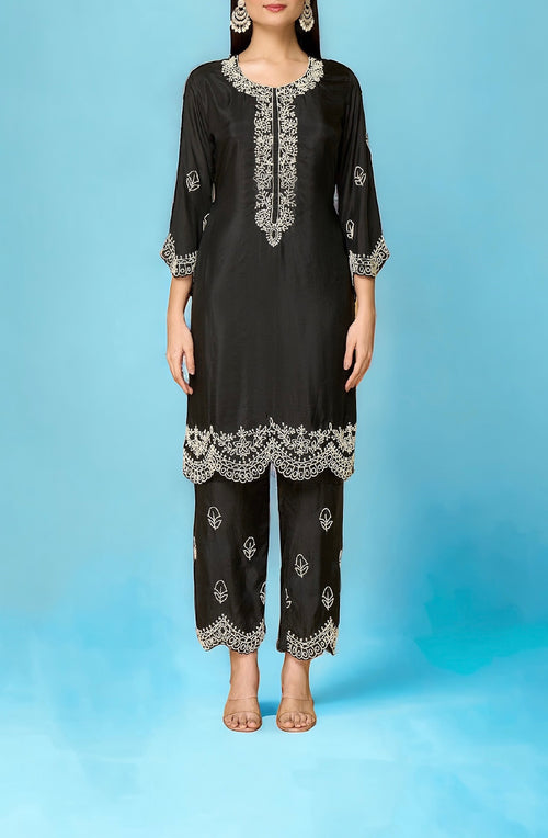 Black Motif Kurta Set
