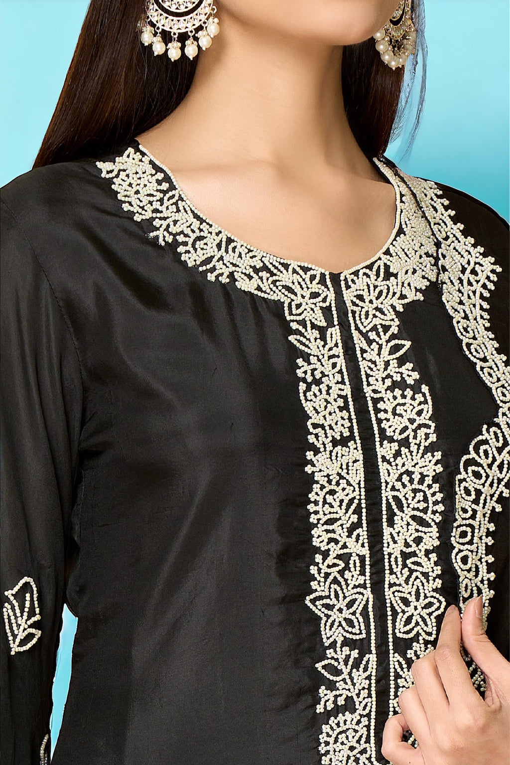 Black Motif Kurta Set