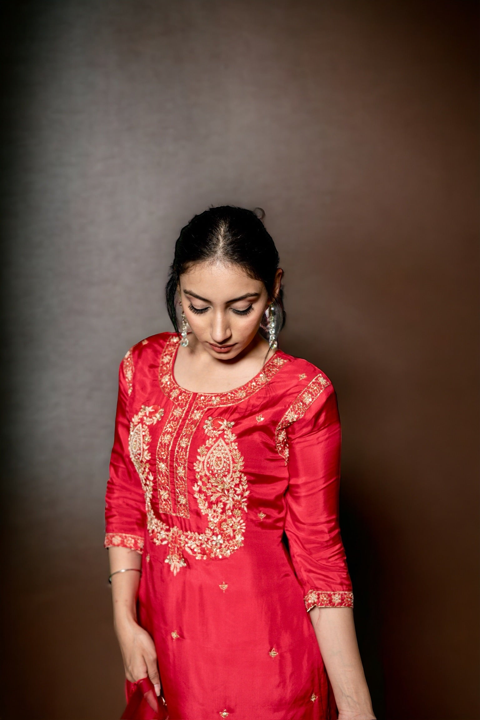 Red Zardosi Kurta Set